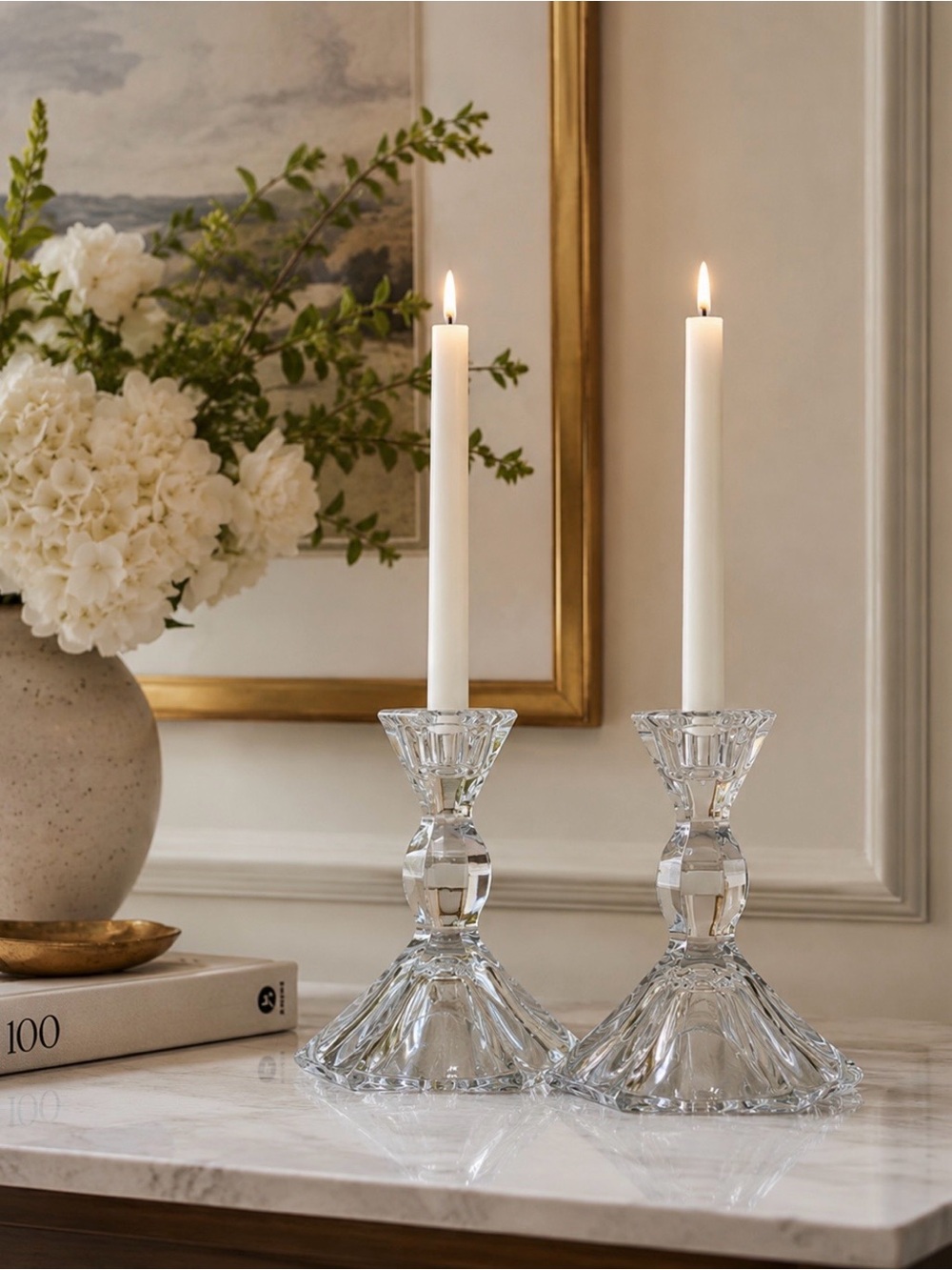 Michael C Finna 5th Avenue Crystal Candle Holders